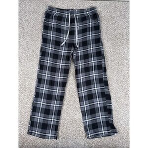 Psycho Bunny Pajama Pants Mens XL Black Gray Plaid Cotton Rayon Drawstring